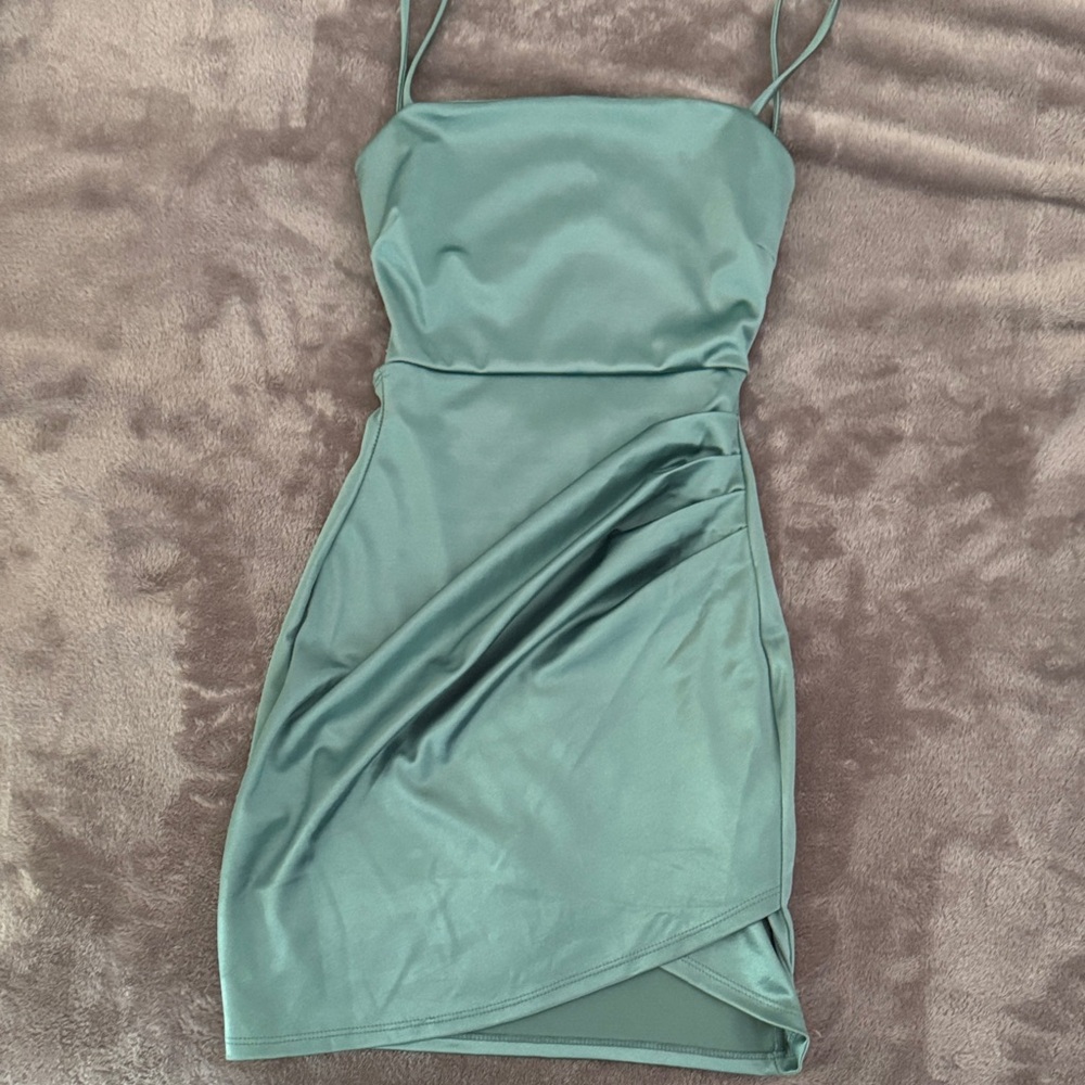 Windsor Teal Satin Mini Dress